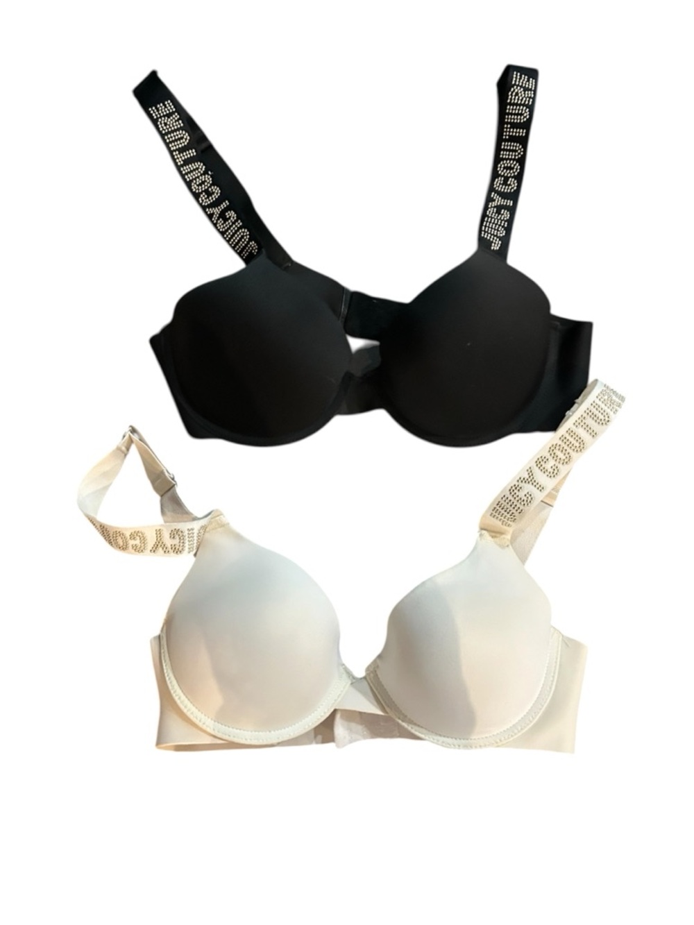 Juicy Couture Black and Cream Logo Strap T-Shirt Bras Duo